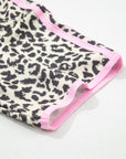 Leopard Contrast V-Neck Short Sleeve Top