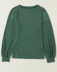 Ava Sleeve Textured Pullover Long Sleeve Top