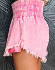 Pink Frayed Denim Skort