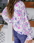 Boho Floral Smocked Puff Sleeve Blouse