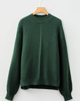 Solid Front Seam Drop Shoulder Sweater