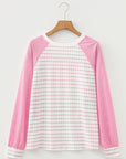 Stripe Raglan Patchwork Long Sleeve Top