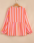 Teresa Stripe Crinkled Half PLUS Blouse