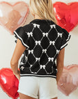 Bow Quarter-Zip Short Sleeve Sweater