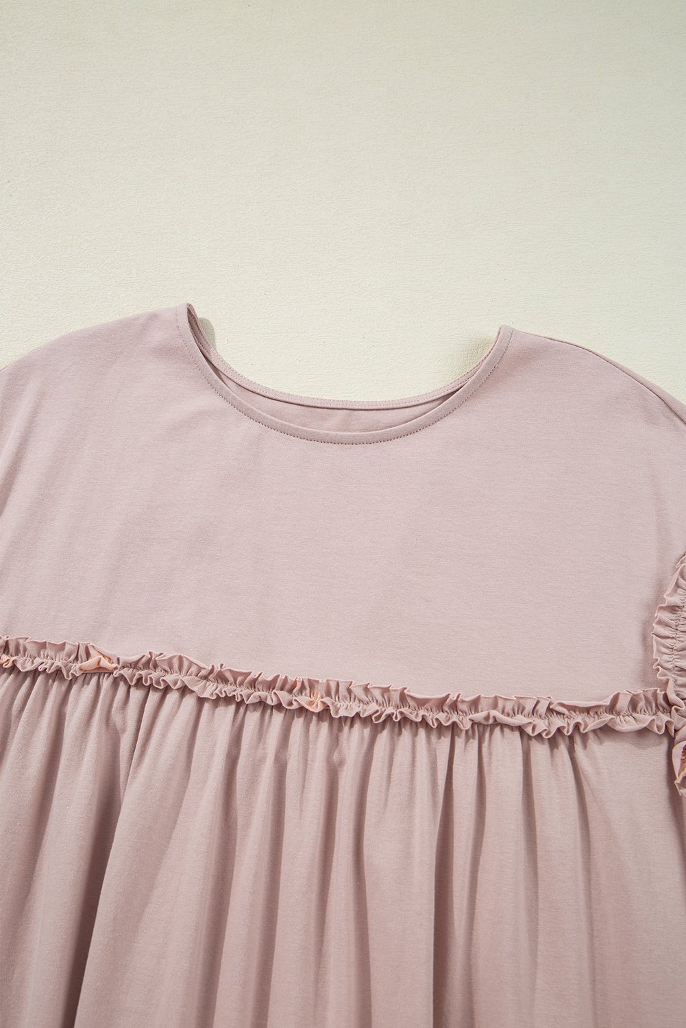 Solid Frilled Trim Short Sleeve Mini Dress