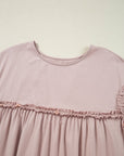 Solid Frilled Trim Short Sleeve Mini Dress