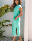 Mineral Wash Pocketed T-shirt Maxi Dress