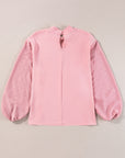 Solid Swiss Dot Balloon Sleeve Blouse