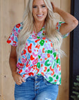 Ruthie Print Short Sleeve Blouse