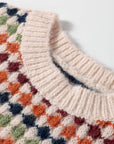 Multicolour Dotty Striped Pattern Knit Drop Shoulder Sweater