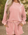 Checker Long Sleeve Pullover and Shorts Set