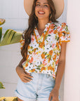 Ailany Short Sleeve Floral Blouse