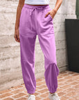 Solid Drawstring Elastic Waist Jogger Pants