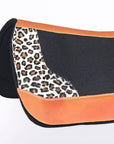 Hilason Western Wool Felt Horse Saddle Pad With Cheetah Print Leather