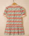 Floral Tulip Stripe Short Puff Sleeve Mini Dress