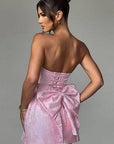 Sexy Jacquard Strapless Bow Dress