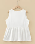 Plus Size Solid Bow-Tie Peplum Tank Top
