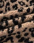 Leopard Zip-Up Stand Neck Side Pocket Jacket