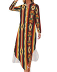 Baha Ranch Colores De Mexico Southwestern Aztec Serape Long Sleeve Shirt Dress Duster