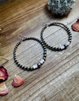 Big Sterling Silver Pearls Hoops with pink Conch