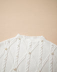 Pearl Textured Knit High Neck Sweater Top