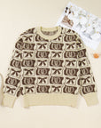 Plus Size Western Bows & Horseshoes Long Sleeve Sweater