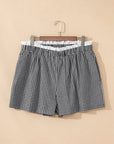 Plus Size Gingham Plaid Ruffle Contrast Trim Shorts