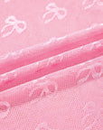 Pink Plus Size Bow Embroidered Mesh Long Sleeve Top