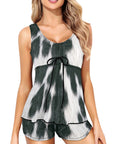 Baha Ranch Black White Cowhide Print Tankini Boy Shorts Swim Set