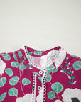 Floral Short Puff Sleeve Belted Mini Dress