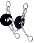 HILASON SS Training Bit, 5" Medium Port Sweetiron Mouth Rubber Bit Gaurds & Curb Chain