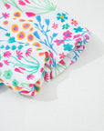 Floral Patchwork Bubble Sleeve Textured Blouse