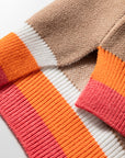 Flower Colorblock Contrast Stripe Baggy Sweater