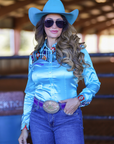 Lightweight Stretch Satin Yoke Rodeo Shirt For Western Riders Breathable Comfort