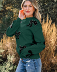 Bow Pearl Embellished Drop Shoulder Sweater
