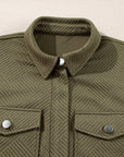 Solid Flap Pocket Shirt Collar Zip Up Jacket