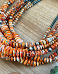 22” Orange & Turquoise Graduated Necklace