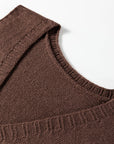 Solid Ribbed Trim Deep V-Neck Sleeveless Tunic Sweater