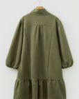 Plus Size Textured Contrast Trim Half Zip Dress