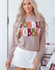 GOBBLE Thanksgiving Raw Hem Sweatshirt