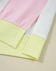 Floral Colorblock Patchwork Chest Pocket Long Sleeve Top