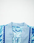 Plus Size Scallop Trim Floral Short Sleeve Blouse