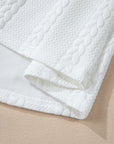 White Cable Textured Loose Plus Size Sweatshirt