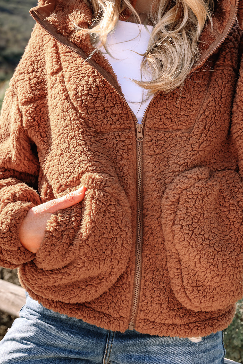 Bethany Up Hooded Sherpa Jacket