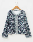 Camo Lace Patchwork Buttoned Long Sleeve Top