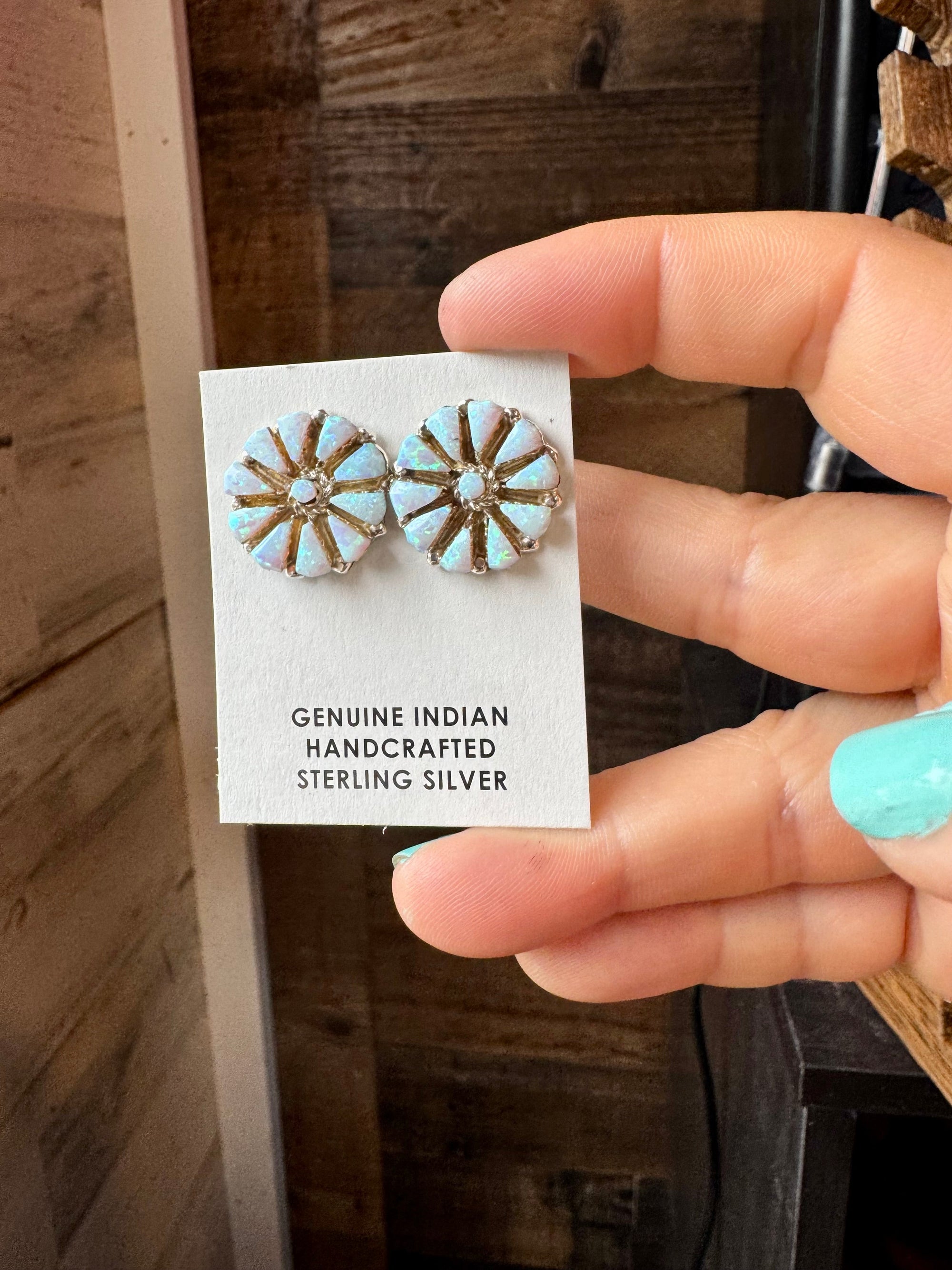 Cluster Earrings – White Opal &amp; Sterling Silver