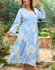 Plus Size Floral V-Neck Tiered Maxi Dress
