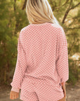 Checker Long Sleeve Pullover and Shorts Set
