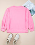 Plus Size Bow Tie Lace Embroidered Dolman Sweatshirt