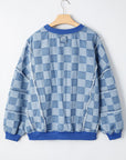 Checker Denim Raw Edge Top